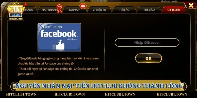 Nguyên nhân nạp tại HITCLUB không thành công
